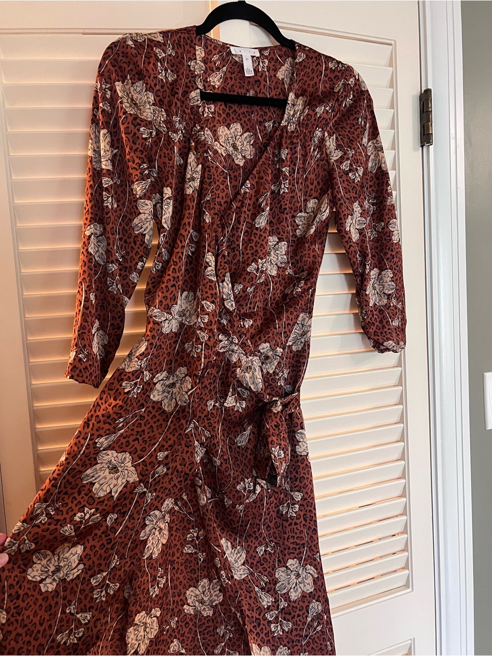 Leith Rust Floral Wrap Maxi Dress with Ivory Blooms